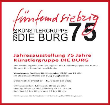 Folder der Ausstellung 75 Jahre Künstlergruppe Die Burg